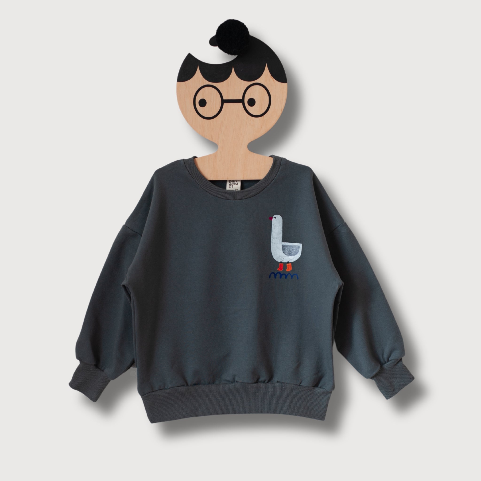 KINDER SWEATSHIRT - GANS AUF DUNKELGRAU (LIEFERUNG CA. 14 TAGE)