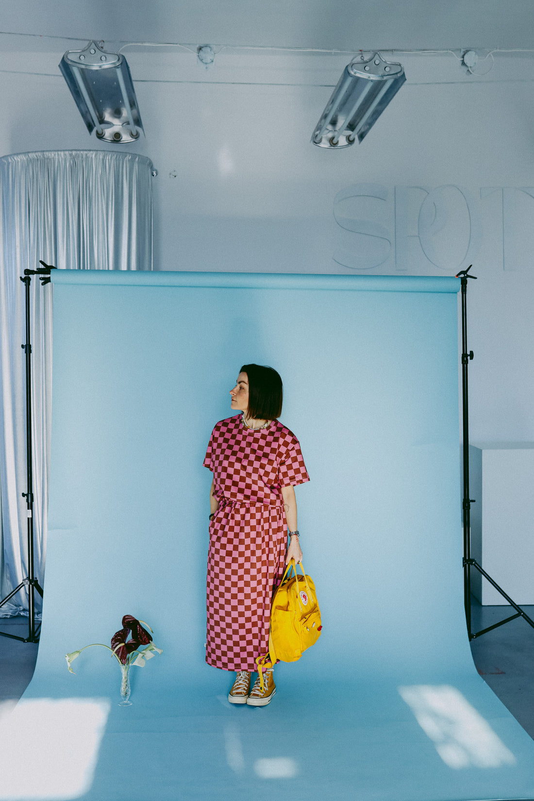 SCHACHBRETT ROSA + BRAUN - BOXY T-SHIRT