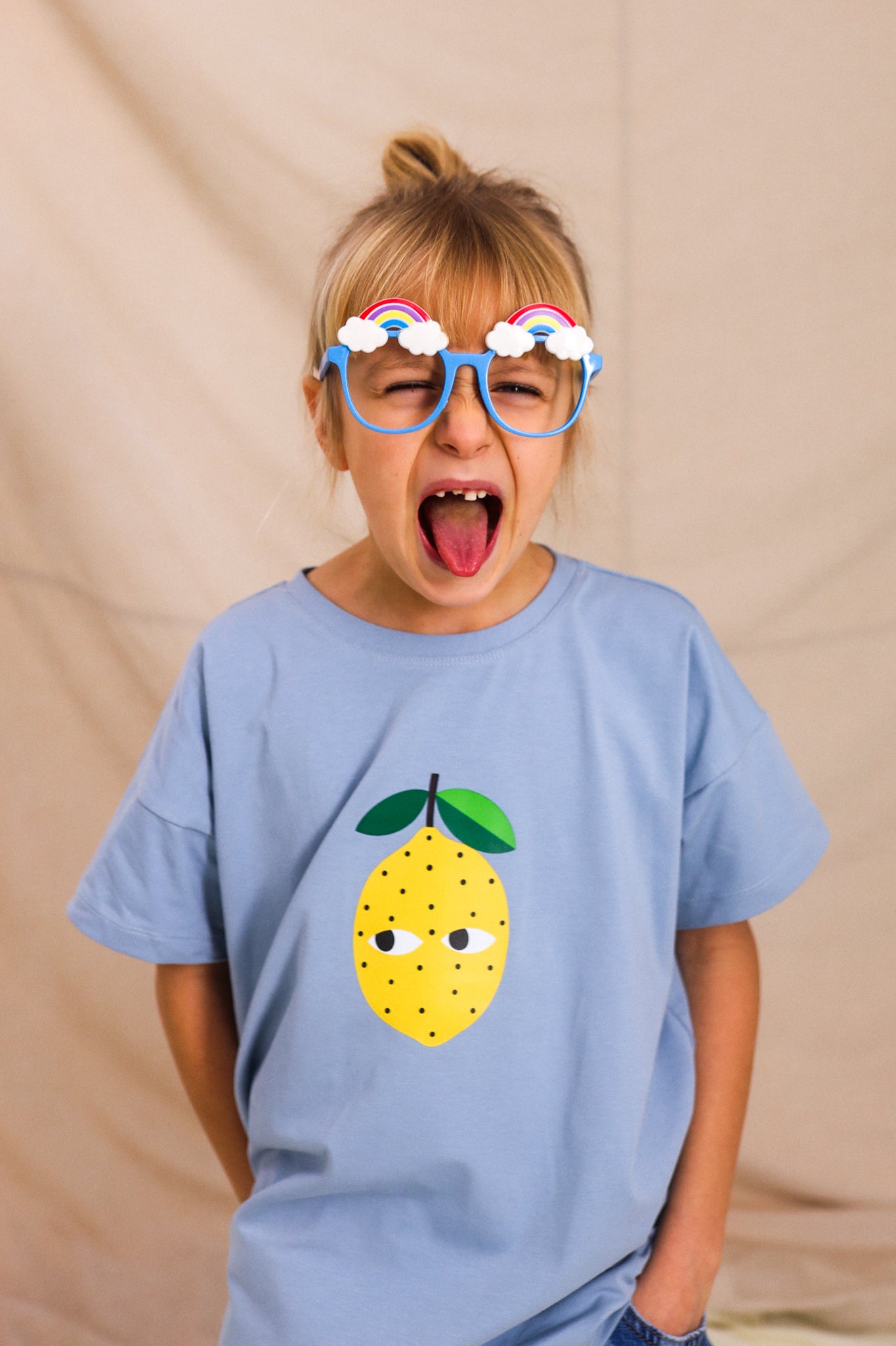 ZITRONE AUF DUNKELBLAU KINDER OVERSIZE SHIRT (LIEFERUNG CA. 14 TAGE)