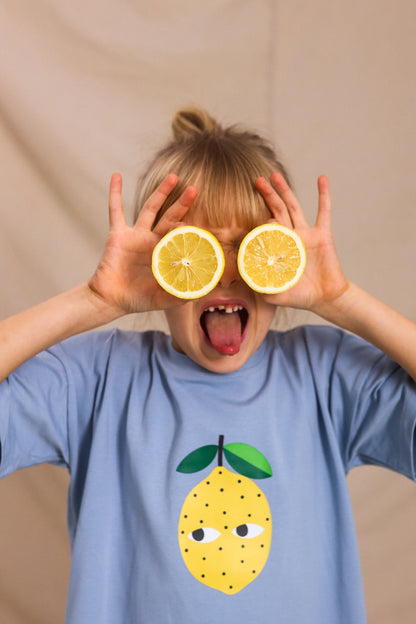 ZITRONE AUF DUNKELBLAU KINDER OVERSIZE SHIRT (LIEFERUNG CA. 14 TAGE)