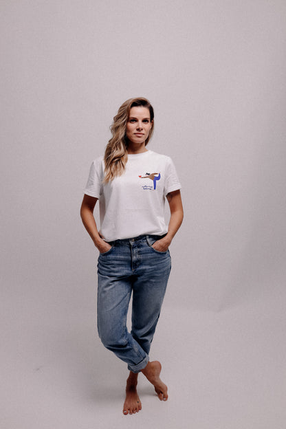 MOTHERHOOD BALANCE AUF WEIß -  ERWACHSENEN T-SHIRT (ANFERTIGUNG CA. 14 TAGE)