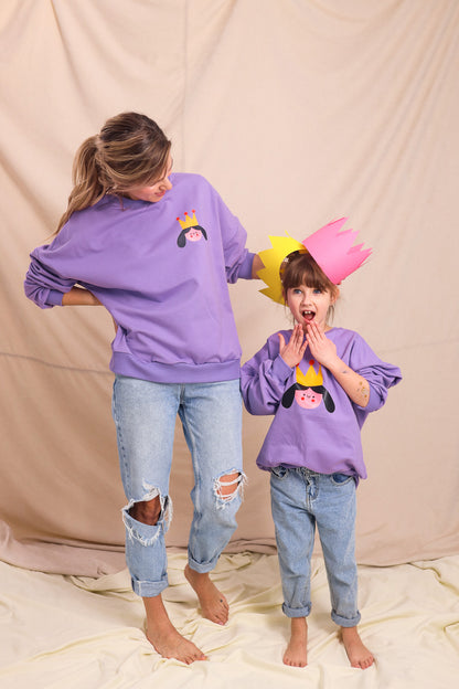 ERWACHSENEN SWEATSHIRT- QUEEN AUF LILA (LIEFERUNG CA. 14)