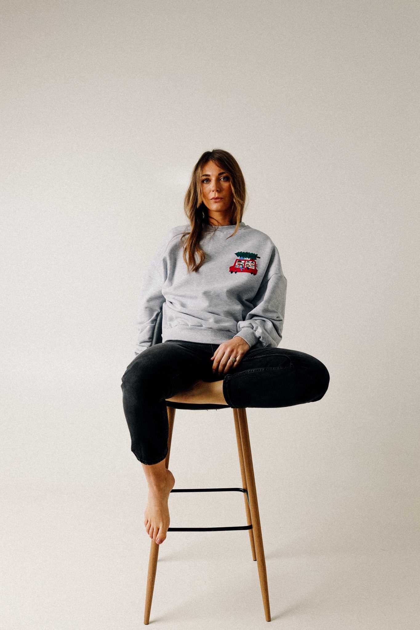 WEIHNACHTEN AUF GRAU MELIERT - ERWACHSENEN SWEATSHIRT