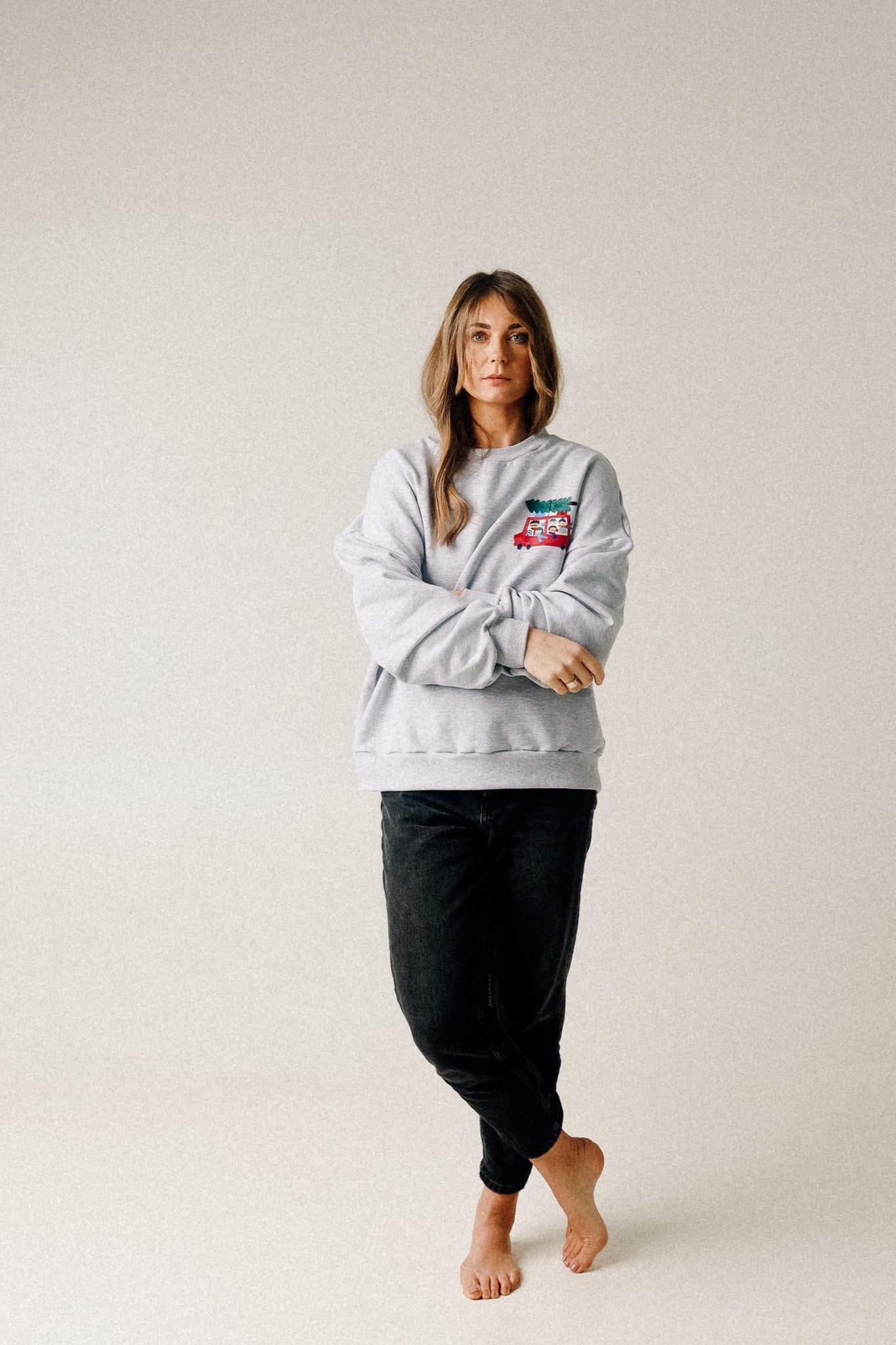 WEIHNACHTEN AUF GRAU MELIERT - ERWACHSENEN SWEATSHIRT