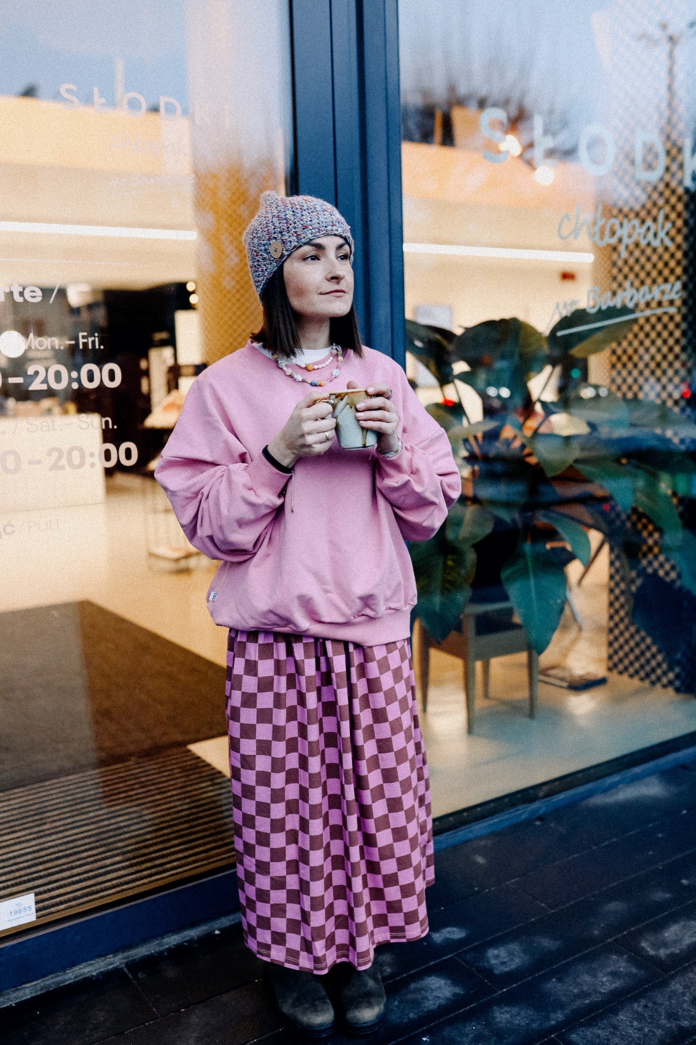 SCHACHBRETT ROSA + BRAUN - ERWACHSENEN ROCK