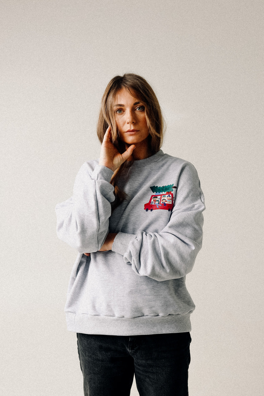 WEIHNACHTEN AUF GRAU MELIERT - ERWACHSENEN SWEATSHIRT