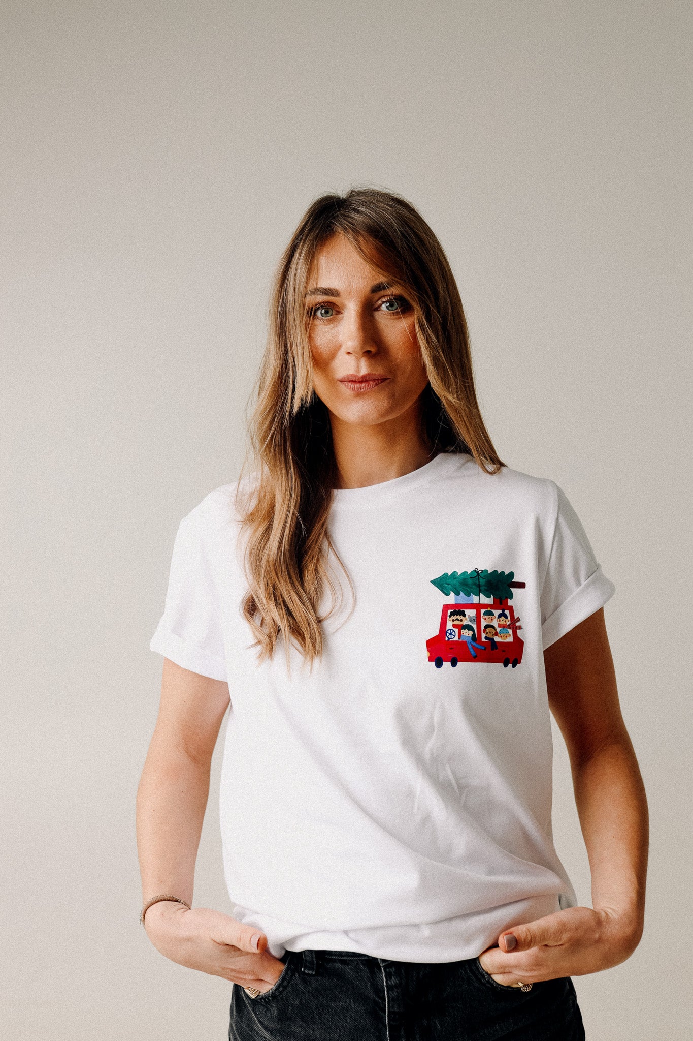 WEIHNACHTEN AUF WEIß -  ERWACHSENEN T-SHIRT