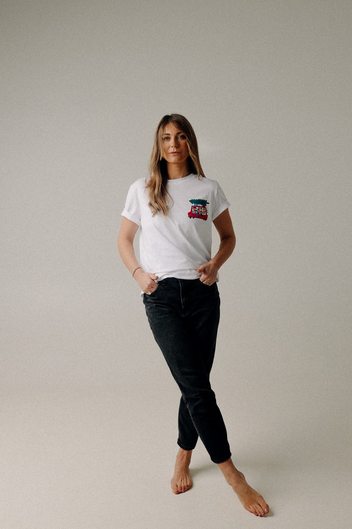 WEIHNACHTEN AUF WEIß -  ERWACHSENEN T-SHIRT