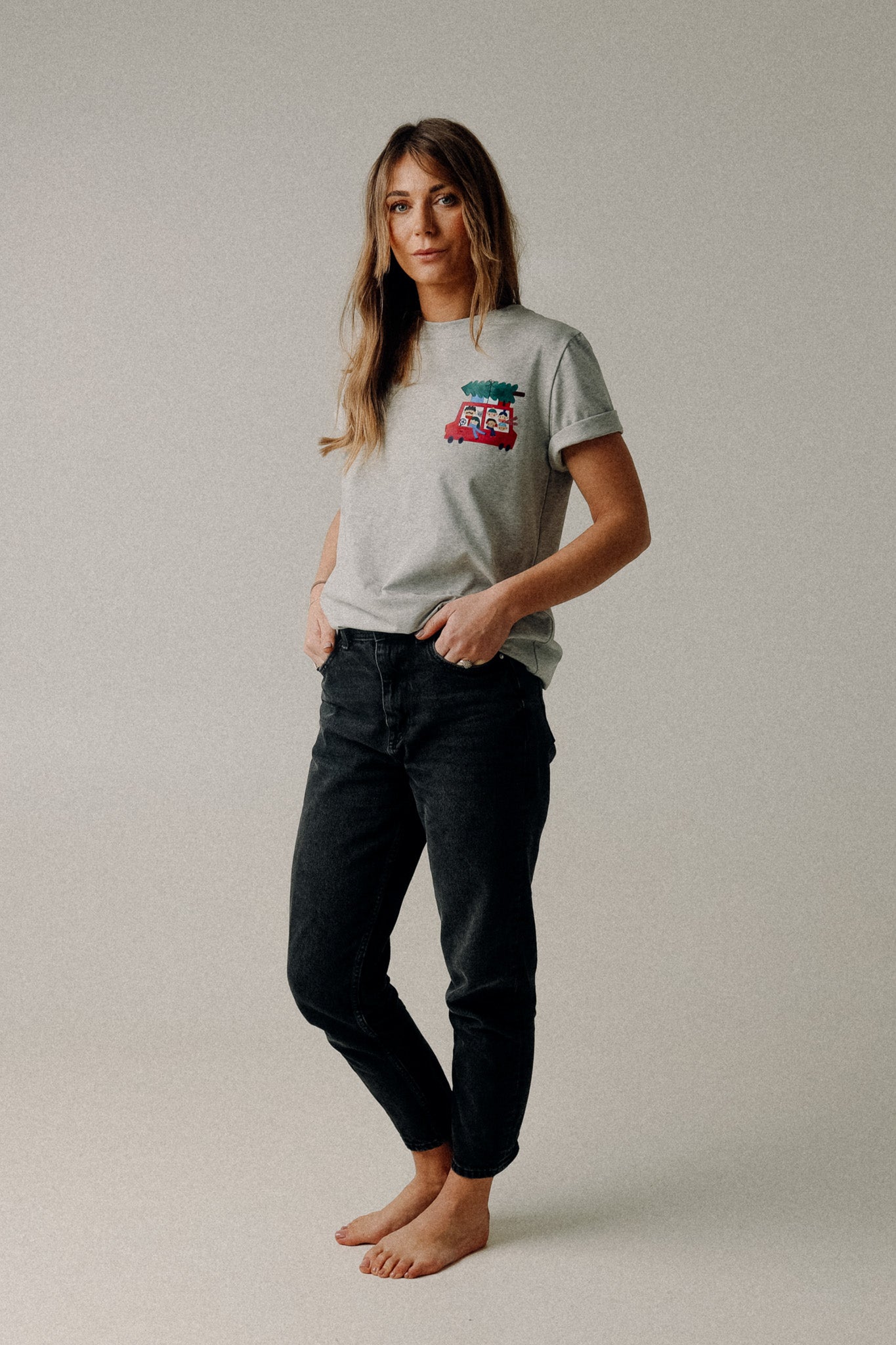 WEIHNACHTEN AUF GRAU MELIERT -  ERWACHSENEN T-SHIRT