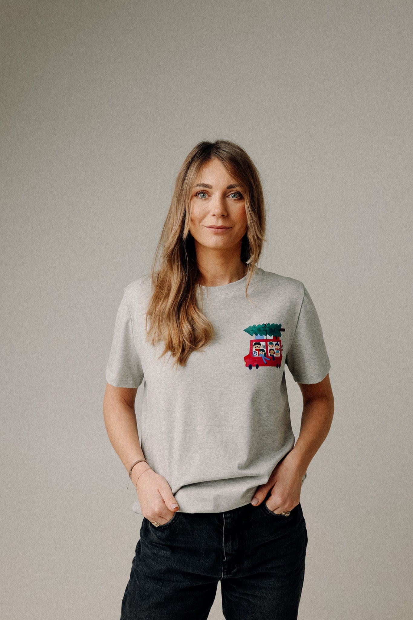 WEIHNACHTEN AUF GRAU MELIERT -  ERWACHSENEN T-SHIRT