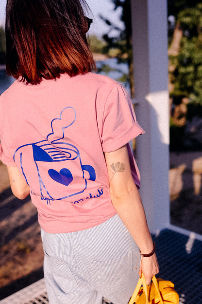 BIG COFFEE LOVER AUF ALTROSA -  ERWACHSENEN T-SHIRT (ANFERTIGUNG CA. 14 TAGE)