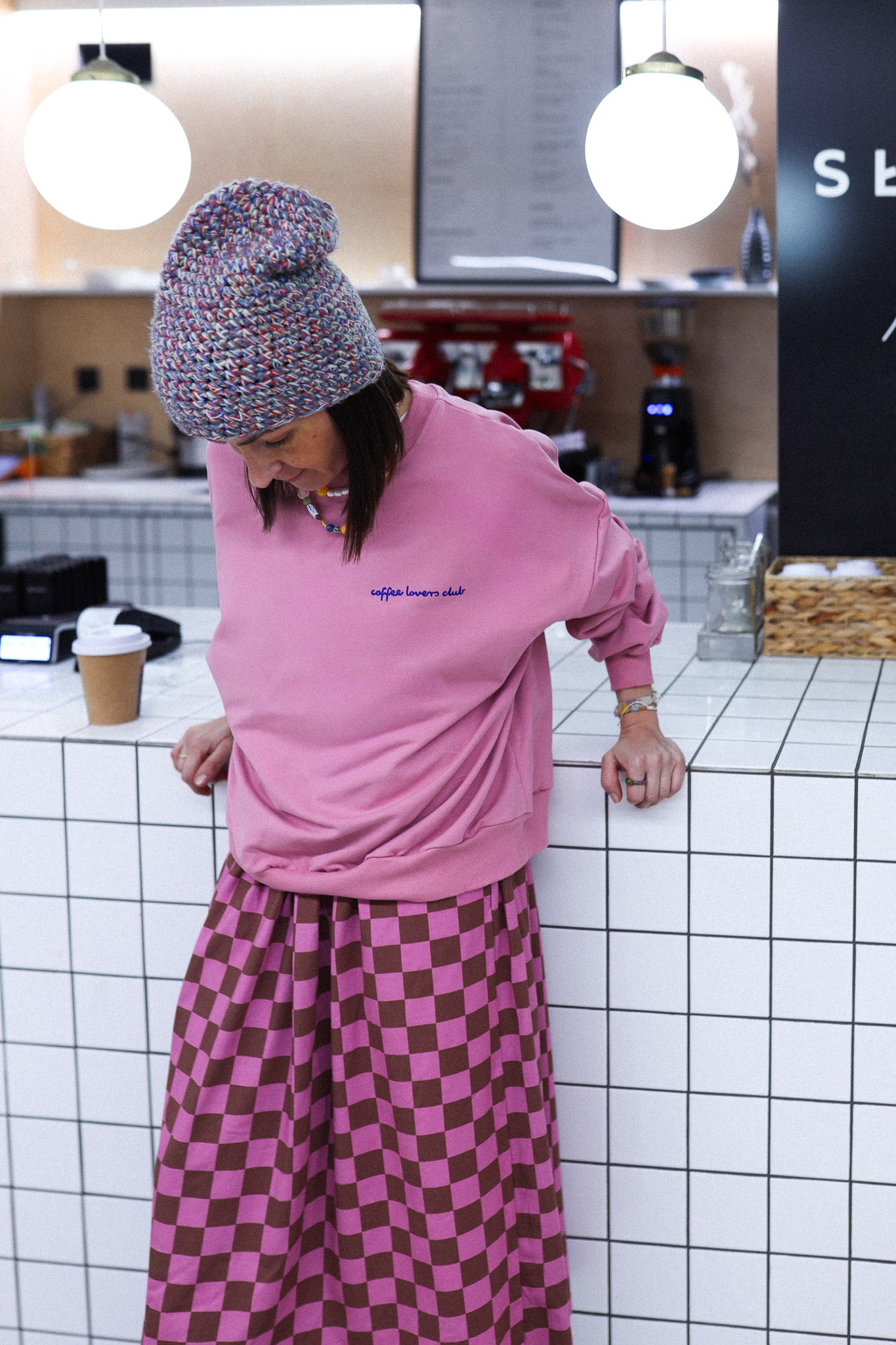 SCHACHBRETT ROSA + BRAUN - ERWACHSENEN ROCK