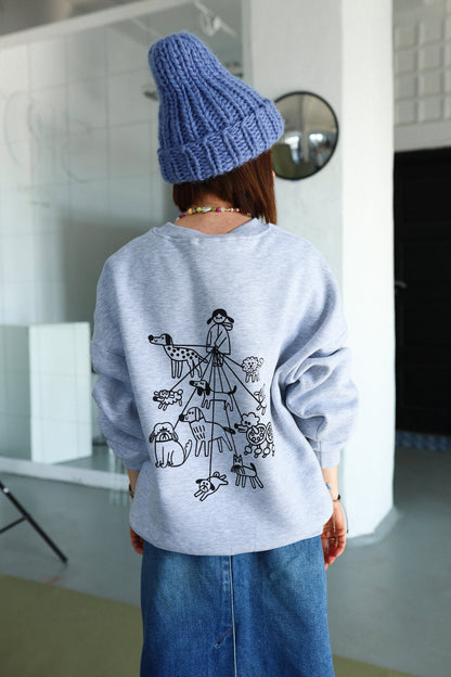 DOG LOVER - OVERSIZED SWEATSHIRT - GRAU MELIERT