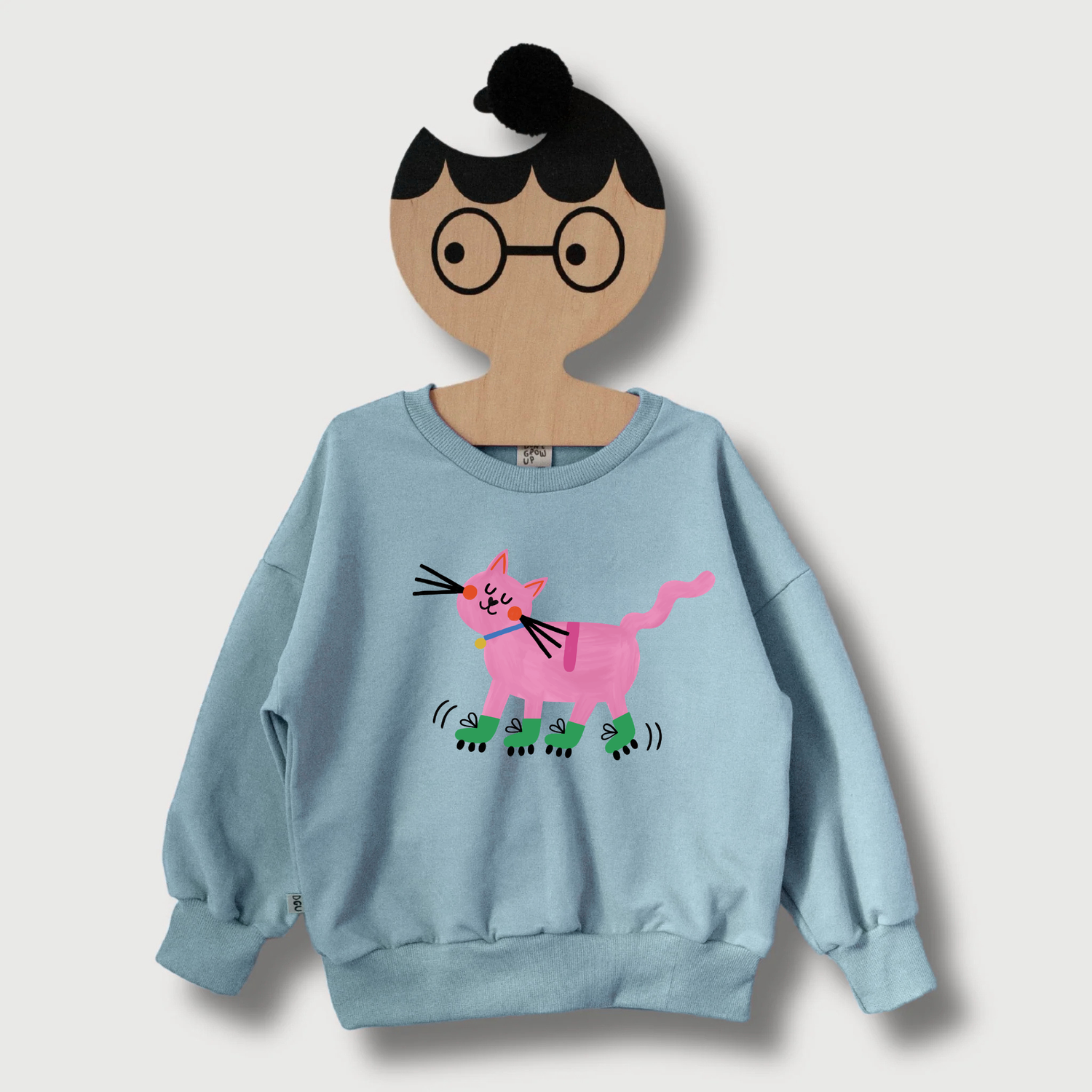 Katze auf Rollschuhen - Sweatshirt - Hellblau