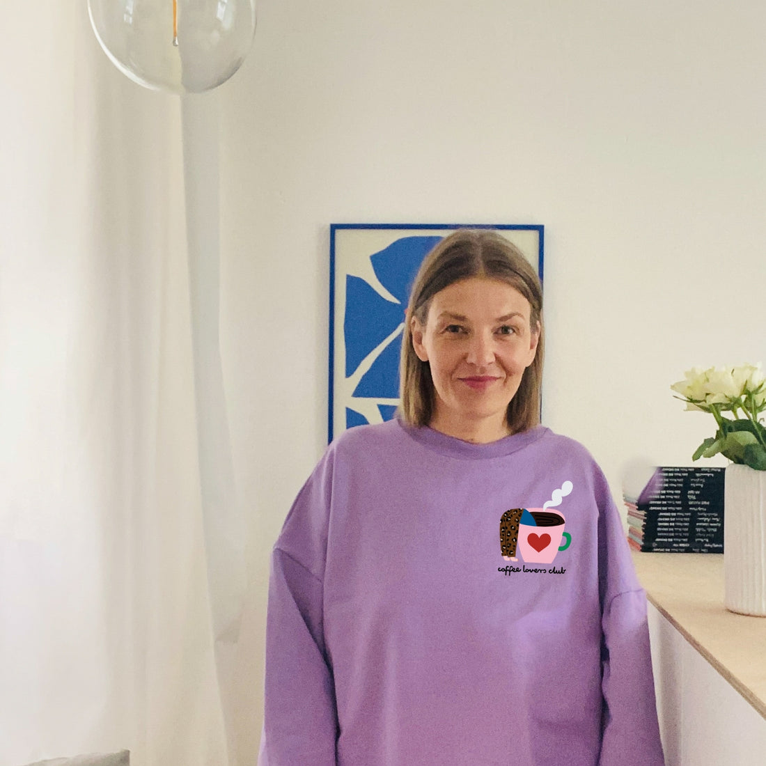 UNISEX ADULT SWEATSHIRT- APPLE ON PURPLE