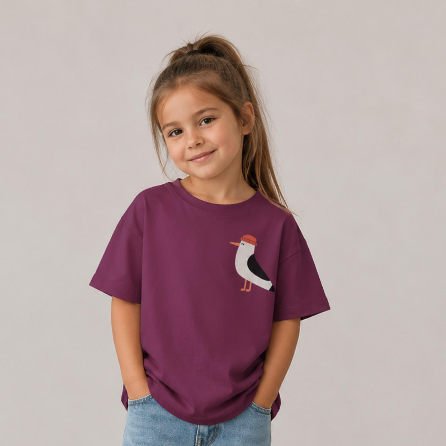 MÖWE AUF VERY BERRY - KINDER OVERSIZE T - SHIRT