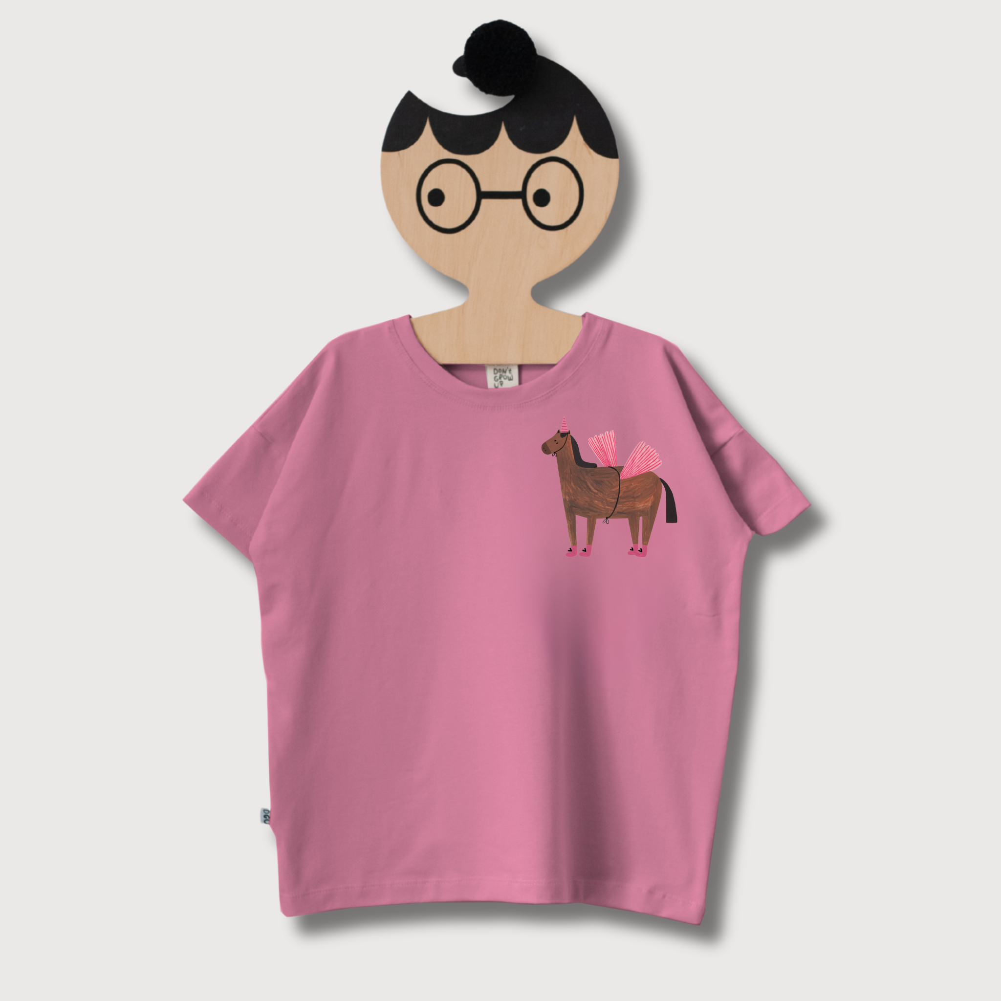 PFERD AUF ALTROSA -  ERWACHSENEN T-SHIRT (ANFERTIGUNG CA. 14 TAGE)