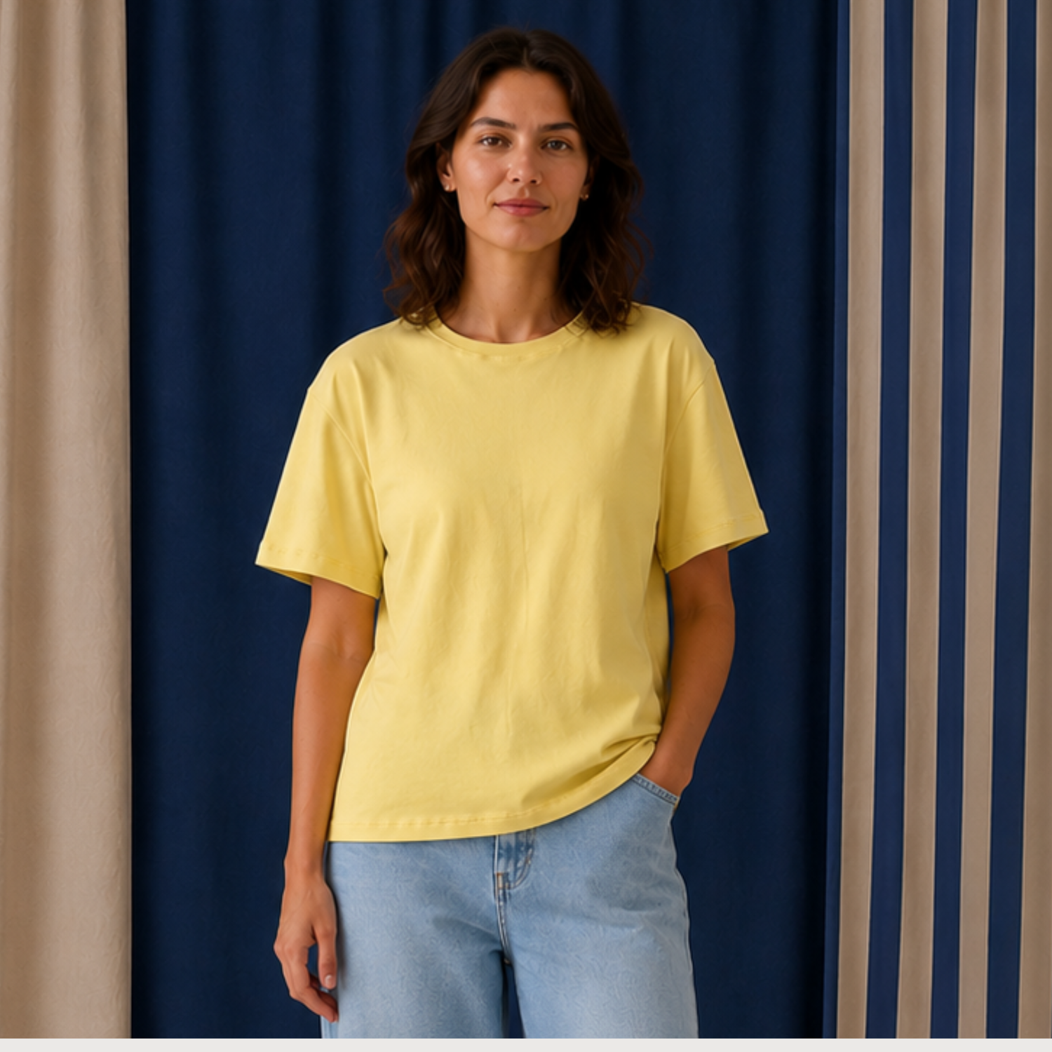 UNI GELB  - ERWACHSENEN BOXY SHIRT