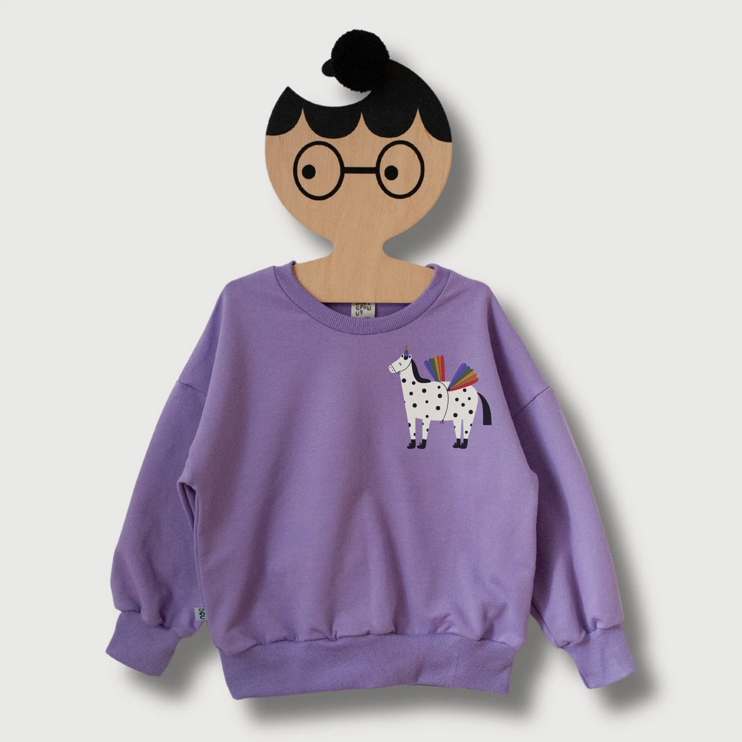 REGENBOGEN PFERD AUF LILA - ERWACHSENEN SWEATSHIRT
