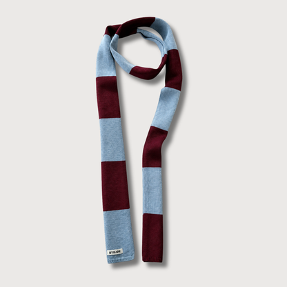 RIBBON SCARF - BLAU + WEINROT