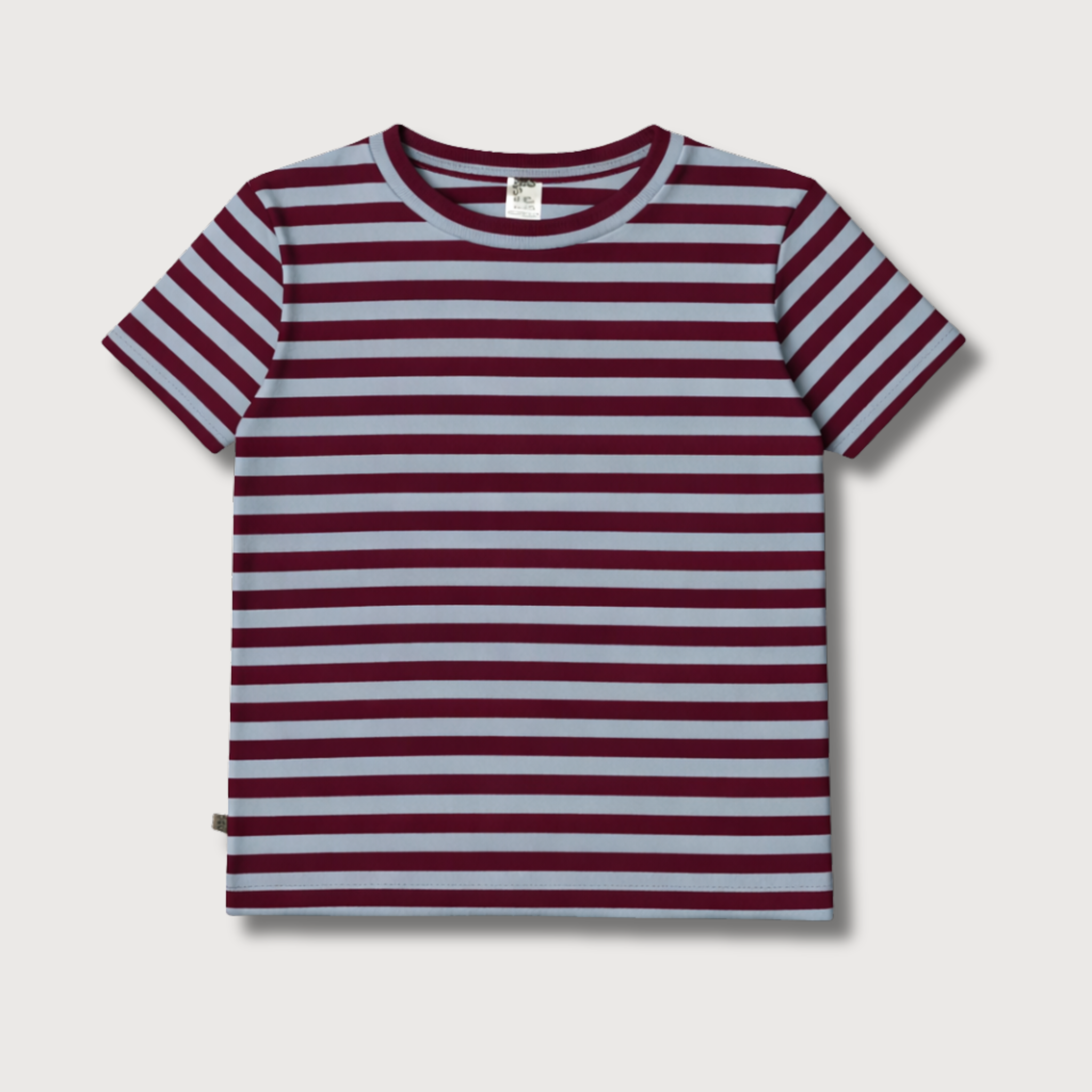 STREIFEN WEINROT + BLAU -  ERWACHSENEN T-SHIRT