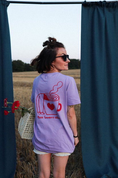 TEA LOVER AUF LILA -  ERWACHSENEN T-SHIRT (ANFERTIGUNG CA. 14 TAGE)