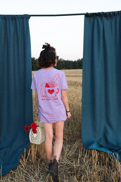 TEA LOVER AUF LILA -  ERWACHSENEN T-SHIRT (ANFERTIGUNG CA. 14 TAGE)